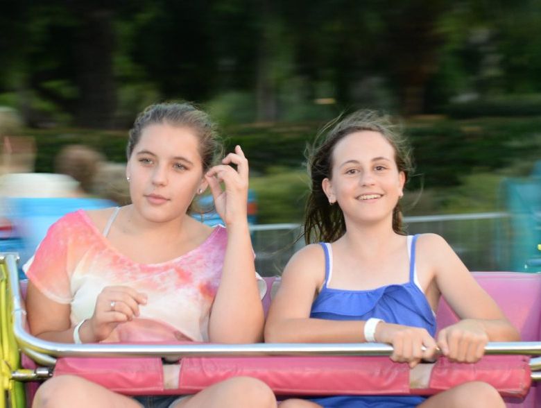 L-R Kirri Erb (14), and Emily Dawson (13)at the PCYC Carnival. Photo: Chris Ison / The Morning Bulletin