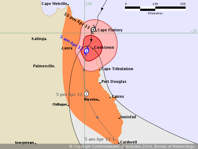 Tropical Cyclone Ita forecast track map. Tropical Cyclone Ita forecast track map.