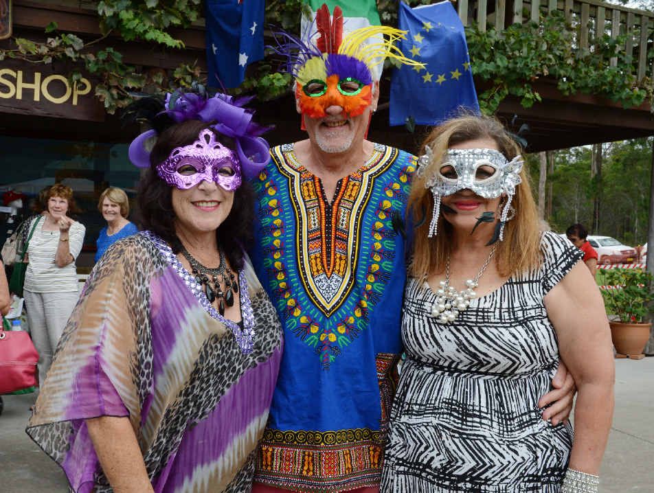 IN THE MOOD: Carolyn Yates, Richard Hodgson and Lynne Bolton of Ocean Shores at the 2014 Carnevale Italiano in New Italy. IN THE MOOD: Carolyn Yates, Richard Hodgson and Lynne Bolton of Ocean Shores at the 2014 Carnevale Italiano in New Italy.
