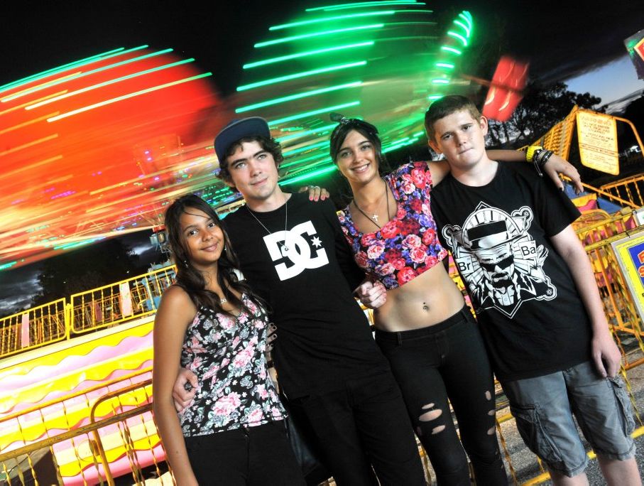Festival regulars Natalie Basargin, Sam Dopson, Leonie Morris and Jason Cleere, all 15, share an annual tradition of going to the festival. Festival regulars Natalie Basargin, Sam Dopson, Leonie Morris and Jason Cleere, all 15, share an annual tradition of going to the festival.