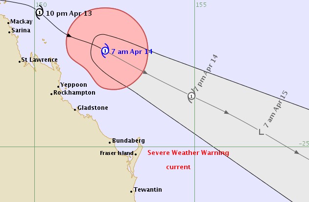 Forecast Track Map for Cyclone Ita. Forecast Track Map for Cyclone Ita.