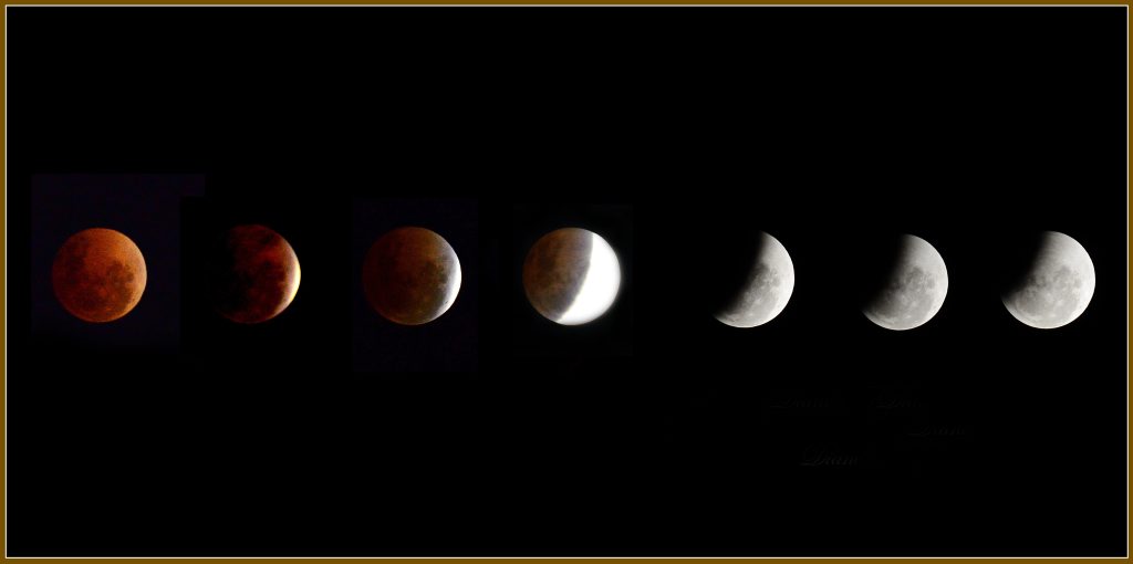 The phases of the 'blood moon' lunar eclipse earlier this year The phases of the 'blood moon' lunar eclipse earlier this year