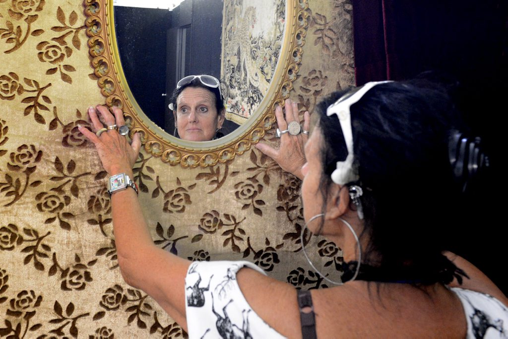 Mandy Peters, Decor Manager of the Artist area at the Byron Bay Bluesfest, puts the finishing touches to the dressing rooms of for the performers. Photo Cathy Adams / The Northern Star Mandy Peters, Decor Manager of the Artist area at the Byron Bay Bluesfest, puts the finishing touches to the dressing rooms of for the performers. Photo Cathy Adams / The Northern Star