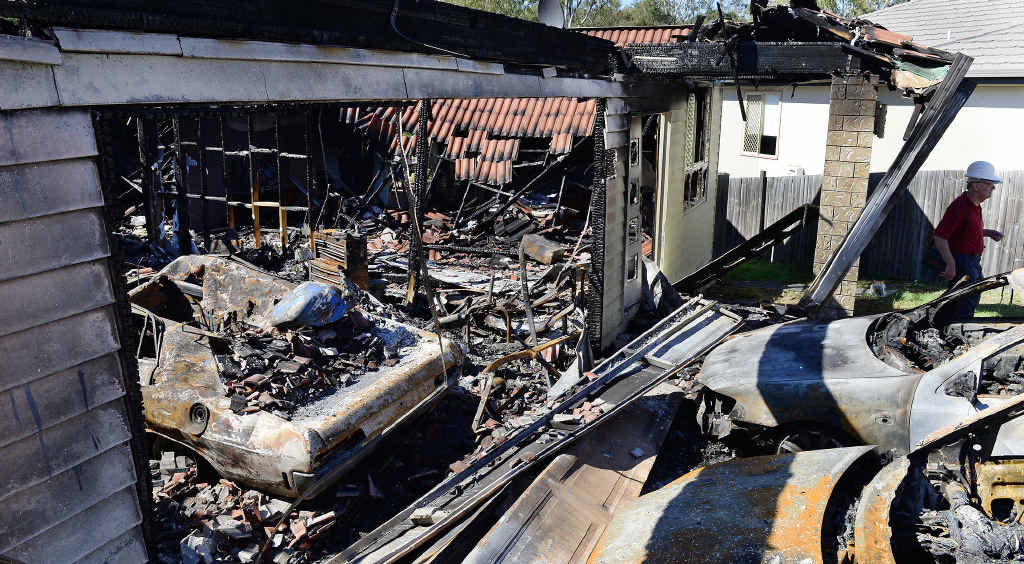 DISASTER: The burnt shell of a home that went up in flames in Bellbird Park on Saturday. DISASTER: The burnt shell of a home that went up in flames in Bellbird Park on Saturday.