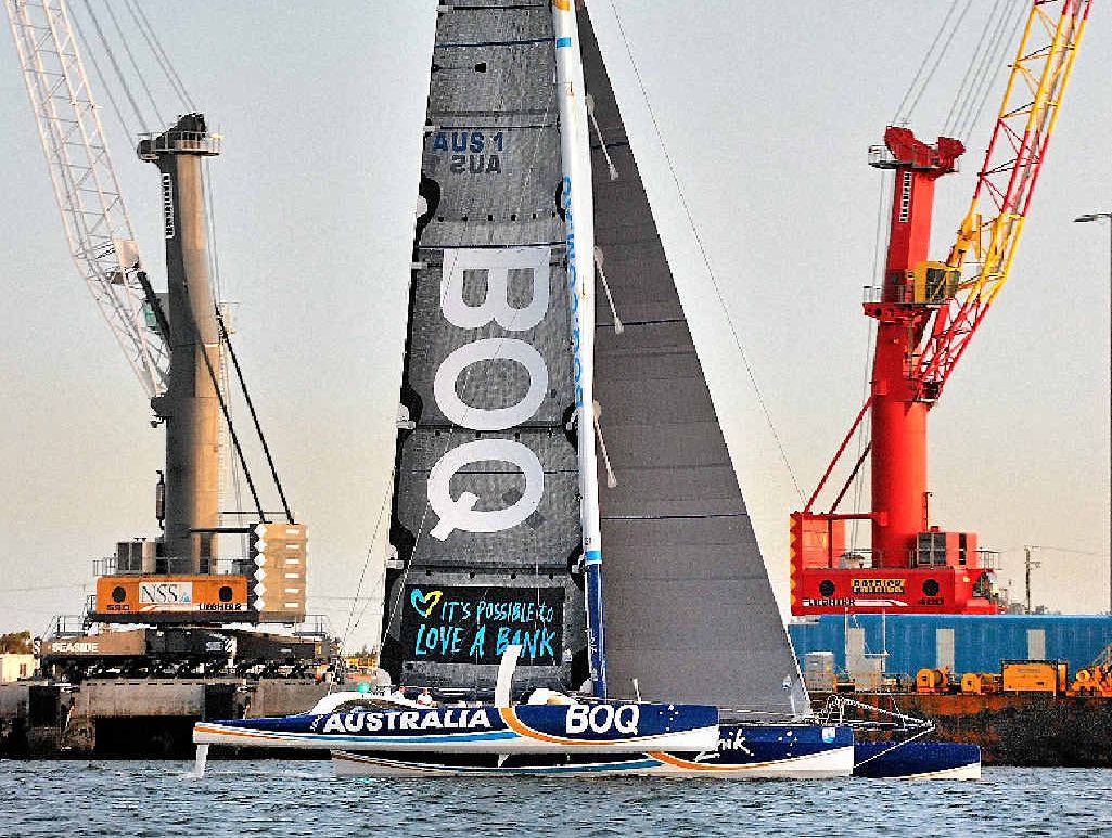 Brisbane to Gladstone yacht race’s multihull line honours winner BOQ. Brisbane to Gladstone yacht race’s multihull line honours winner BOQ.