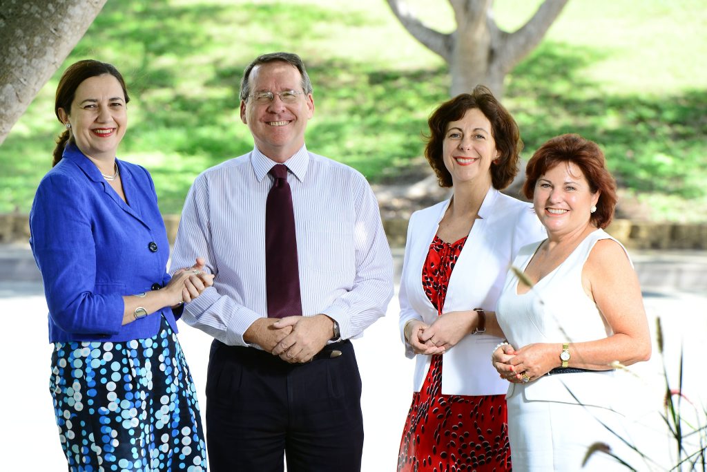 FINALLY... VICTORY: Labor leader and incoming Queensland Premier Annastacia Palaszczuk (left) with the Labor Party's Ipswich MPs Jim Madden, Jennifer Howard and Jo-Ann Miller. FINALLY... VICTORY: Labor leader and incoming Queensland Premier Annastacia Palaszczuk (left) with the Labor Party's Ipswich MPs Jim Madden, Jennifer Howard and Jo-Ann Miller.