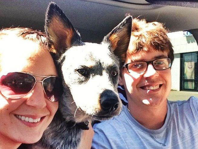 Chevy, the deaf Australian blue cattle dog pup, is settling in with new owners Renee Saraceni and Tommy Bayer in America. Chevy, the deaf Australian blue cattle dog pup, is settling in with new owners Renee Saraceni and Tommy Bayer in America.