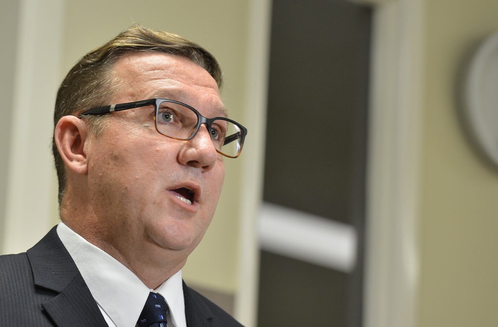 Member for Gympie David Gibson addressing the media today. Member for Gympie David Gibson addressing the media today.