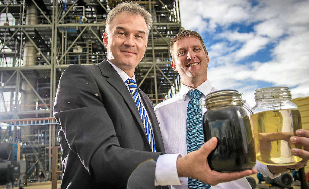 Joint-venture partners Richard Taylor, J.J. Richards & Sons’ general manager business development, and Southern Oil managing director Tim Rose at the opening of the Northern Oil Refinery in Yarwun last month. Joint-venture partners Richard Taylor, J.J. Richards & Sons’ general manager business development, and Southern Oil managing director Tim Rose at the opening of the Northern Oil Refinery in Yarwun last month.