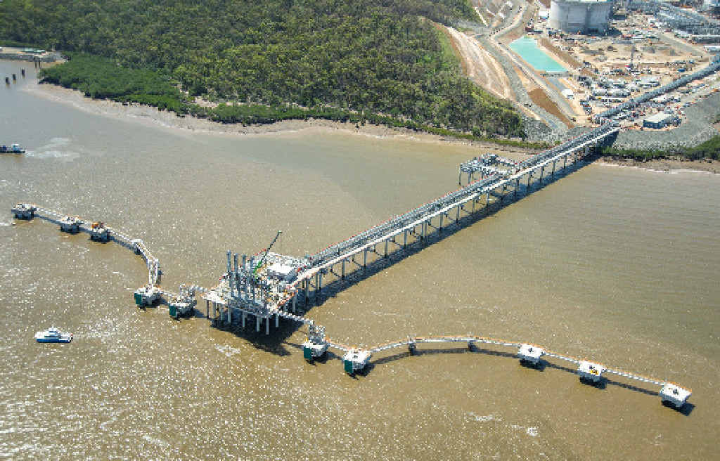 Santos GLNG's jetty on Curtis Island on March 31, 2014 Santos GLNG's jetty on Curtis Island on March 31, 2014
