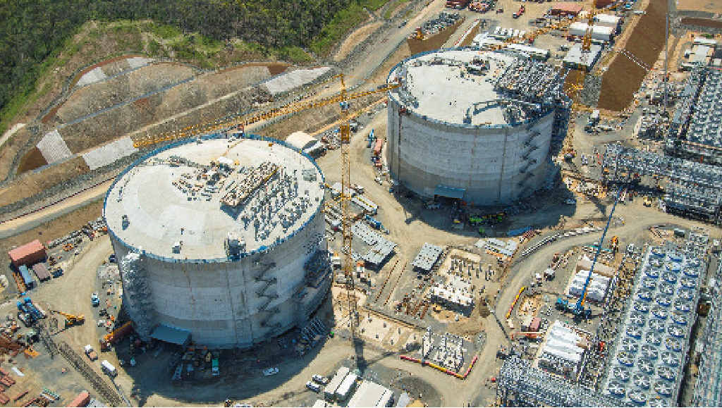 GLNG project tanks on Curtis Island. GLNG project tanks on Curtis Island.