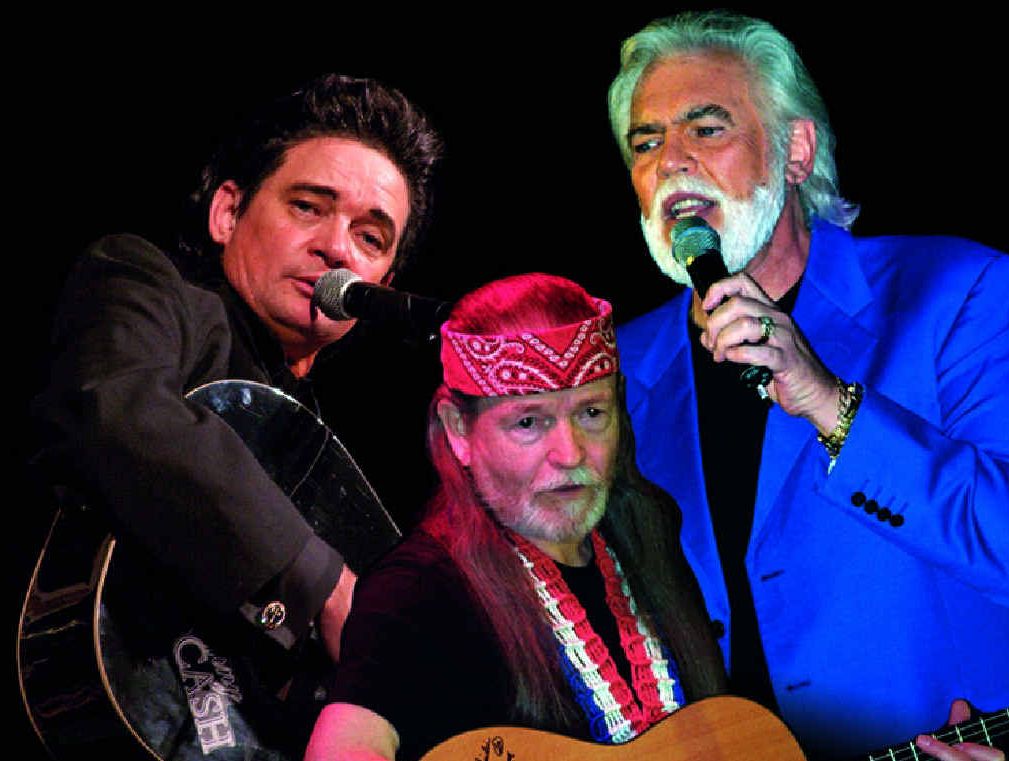 IMPERSONATORS: Phillip Bauer as Johnny Cash, Marion Deaton as Willie Nelson and Marty Edward as Kenny Rogers have been recreating the sound and the look the three music stars.