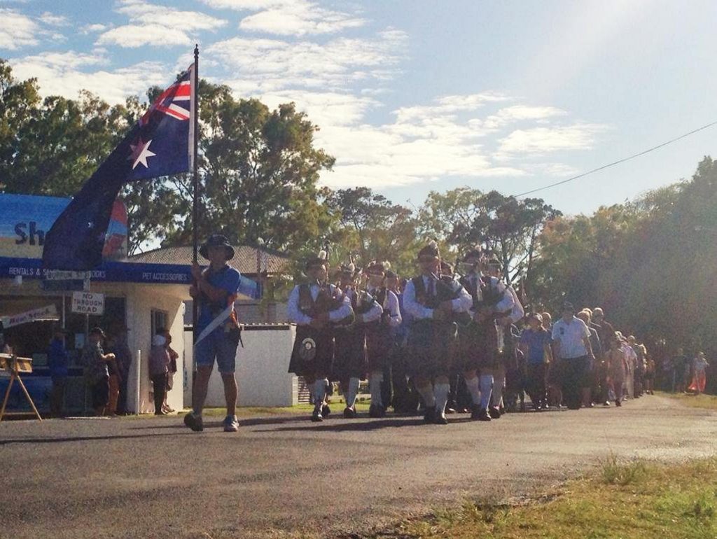 Marchers in the Anzac Day parade at Burrum Heads. Marchers in the Anzac Day parade at Burrum Heads.