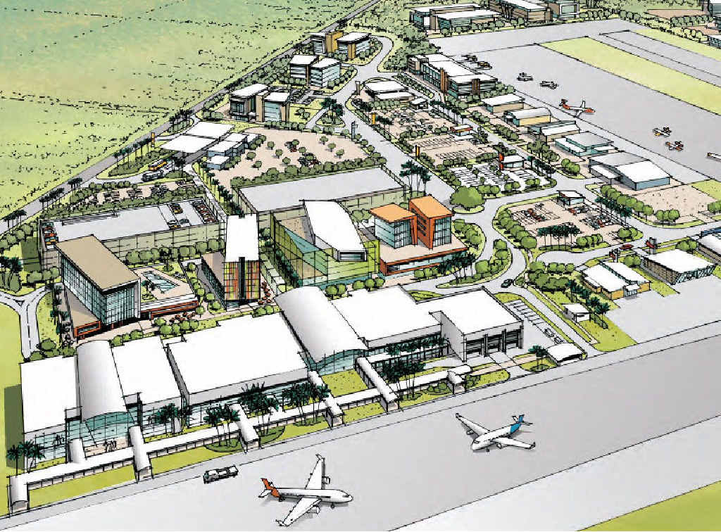 An artist’s impression of a redeveloped Mackay Airport after a proposed $900 million expansion project. An artist’s impression of a redeveloped Mackay Airport after a proposed $900 million expansion project.