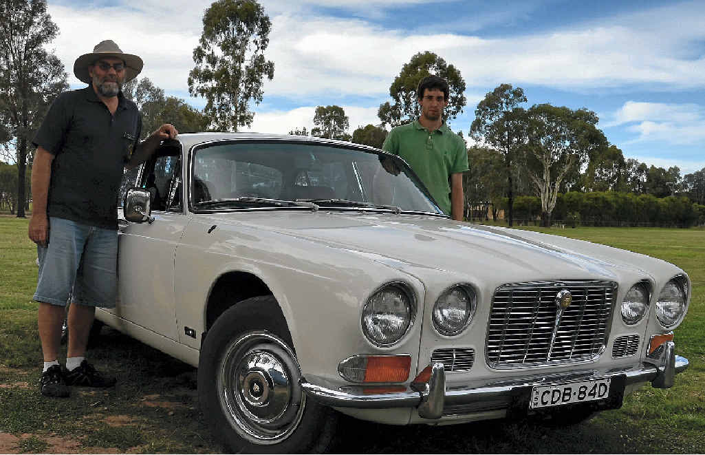 Clive and Andrew Cooper show off their vintage Jaguar on Saturday. Clive and Andrew Cooper show off their vintage Jaguar on Saturday.