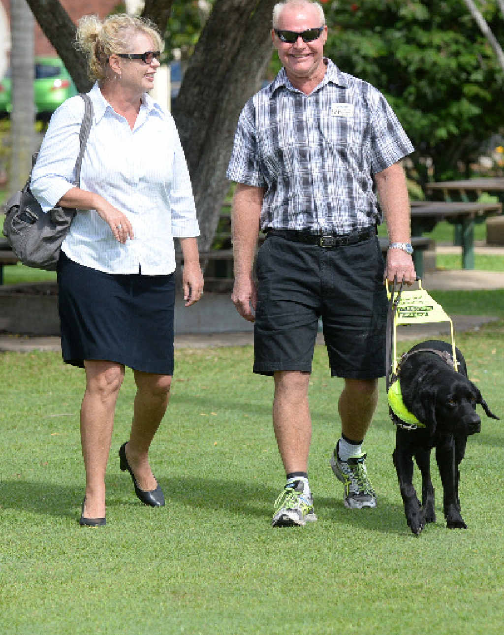 AWARENESS WEEK: Guide Dogs Queensland’s Nerida Hepple and vision-impaired man Graeme Raines with his guide dog, Levi. AWARENESS WEEK: Guide Dogs Queensland’s Nerida Hepple and vision-impaired man Graeme Raines with his guide dog, Levi.
