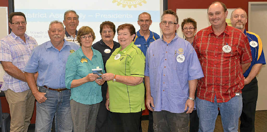 INCOMING OFFICIALS: (Front, from left) Lindsay Rose (Jimboomba), district governor Wendy Scarlett (Tweed), Fran Hodgson (Stanthorpe), Andrew Westerman (Allora), Darren Bray (Warwick), (back) John Henderson (Broadwater/Southport), Bruce Perrie (Goondiwindi), Marjorie Porter (Fassifern Valley), Peter Gilmore (Ashmore), Maureen Wilson (Boonah) and Mark McCabe (Beaudesert). INCOMING OFFICIALS: (Front, from left) Lindsay Rose (Jimboomba), district governor Wendy Scarlett (Tweed), Fran Hodgson (Stanthorpe), Andrew Westerman (Allora), Darren Bray (Warwick), (back) John Henderson (Broadwater/Southport), Bruce Perrie (Goondiwindi), Marjorie Porter (Fassifern Valley), Peter Gilmore (Ashmore), Maureen Wilson (Boonah) and Mark McCabe (Beaudesert).