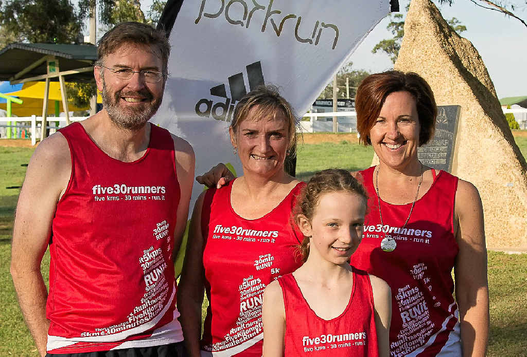 GO: five30 runners Peter Pohlman, Linda Coombes, Sonja Pohlman and Eliana Jones will compete in the May 24-25 Pentath-run in the Warwick, Killarney, Yangan, Sandy Creek and Allora areas. GO: five30 runners Peter Pohlman, Linda Coombes, Sonja Pohlman and Eliana Jones will compete in the May 24-25 Pentath-run in the Warwick, Killarney, Yangan, Sandy Creek and Allora areas.