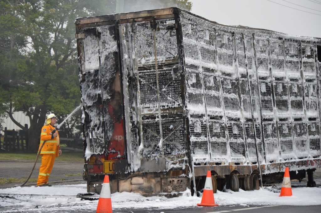 The Australia Post truck that was completely burnt out in a fire at Swan Creek this morning. Photo Georja Ryan / Daily Examiner The Australia Post truck that was completely burnt out in a fire at Swan Creek this morning. Photo Georja Ryan / Daily Examiner