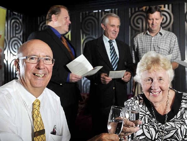 ENTRIES OPEN: Tursa marketing manager Glenn Costello and Bentley Art Prize co-ordinator Helen Trustum celebrate this year’s Bentley Art Prize with (back from left) Casino RSM chief executive Neale Genge, Lismore Workers Club president Richard Mackney, Busilaw solicitor Chris Ball, and Lismore Workers Club marketing manager Ted Hoddinott.