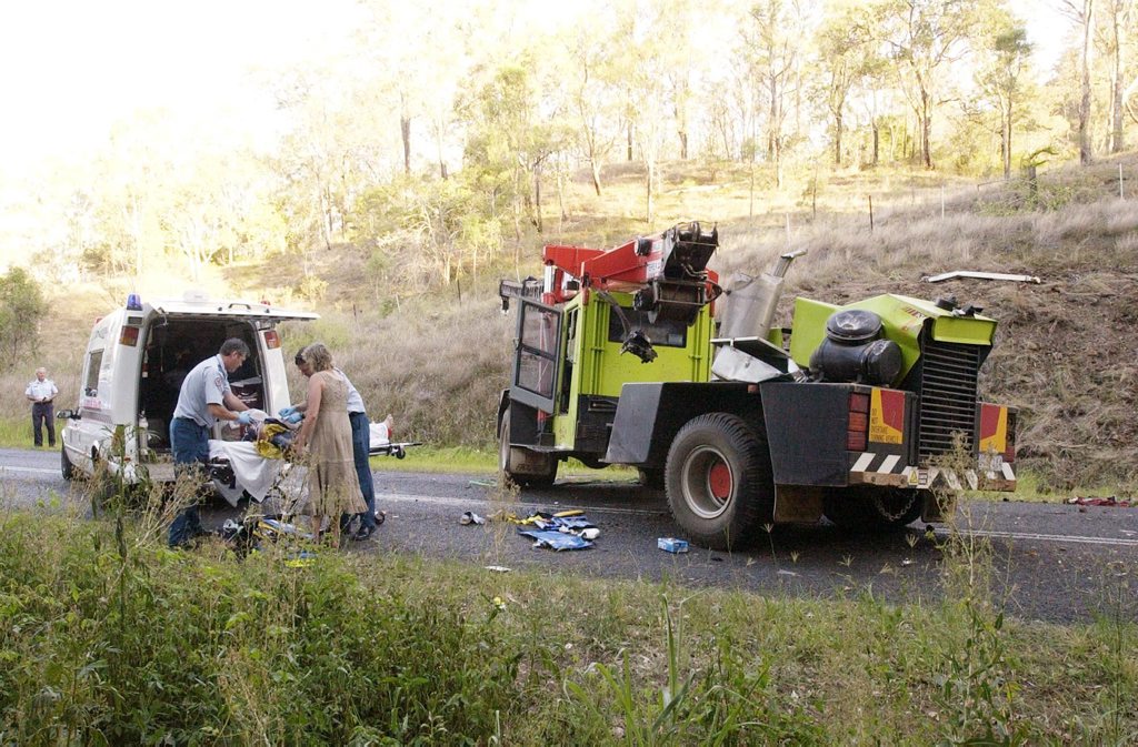 The Murphys Creek Rd crash in February, 2007, which seriously injured Noel Millard. The Murphys Creek Rd crash in February, 2007, which seriously injured Noel Millard.