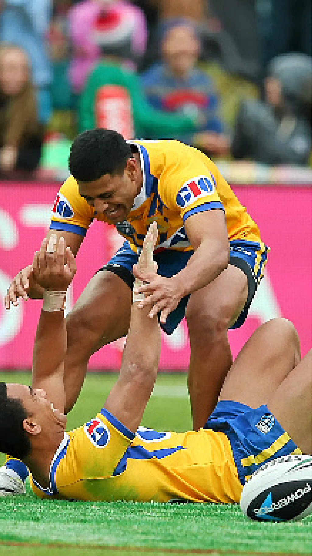 Will Hopoate of City celebrates with Daniel Tupou of after scoring a try in the last minute of the match against Country. Will Hopoate of City celebrates with Daniel Tupou of after scoring a try in the last minute of the match against Country.