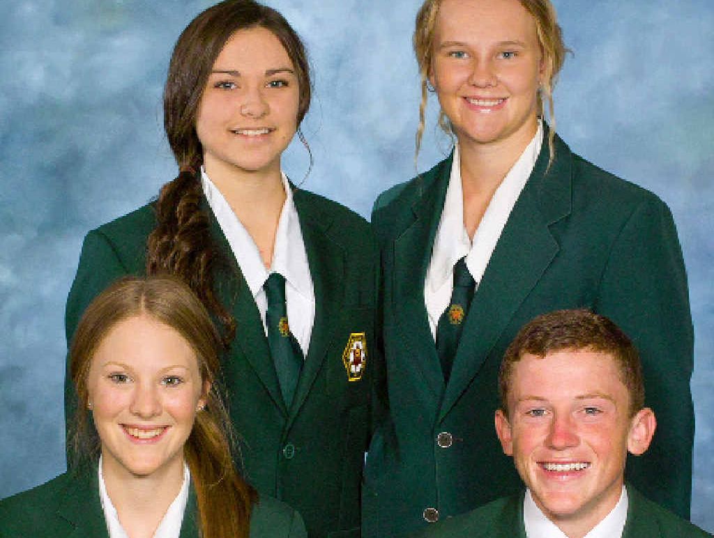 2014 Assumption College school leaders Hayley Millard, Madeline O’Mara, Carly Cooper and Ryan Collins. 2014 Assumption College school leaders Hayley Millard, Madeline O’Mara, Carly Cooper and Ryan Collins.