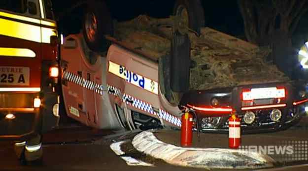 A police van was rammed during a chase from the Sunshine Coast to Brisbane's north. Photo: Nine News A police van was rammed during a chase from the Sunshine Coast to Brisbane's north. Photo: Nine News