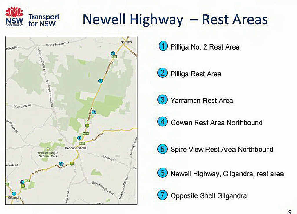 INFORMATION GATHERING: Rest areas trial map identifies stops. INFORMATION GATHERING: Rest areas trial map identifies stops.