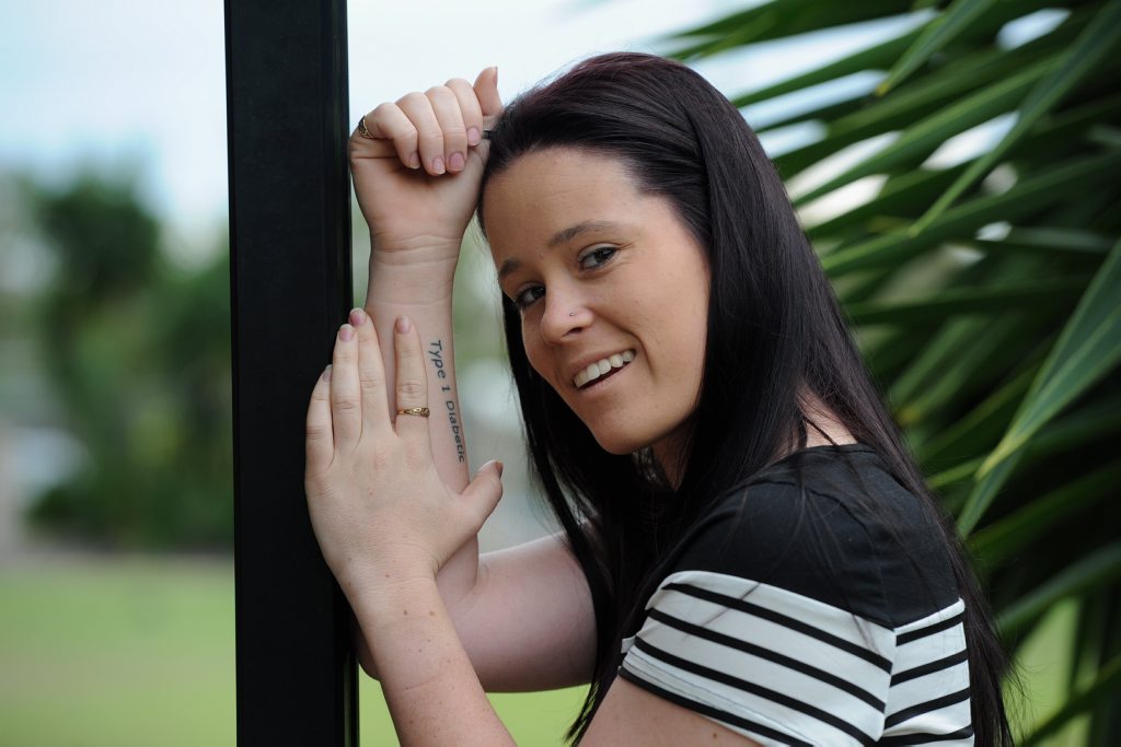 Zoe Woodgate has a tattoo showing that she has type 1 diabetes. Zoe Woodgate has a tattoo showing that she has type 1 diabetes.