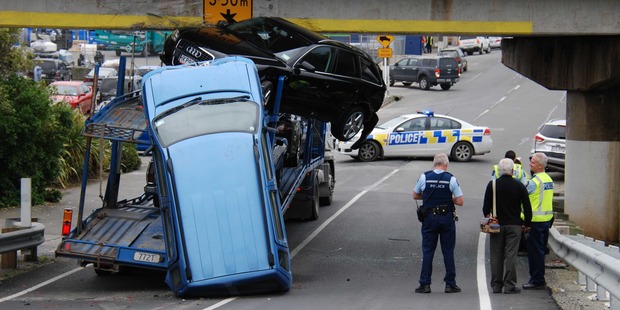 The crash scene in Oamaru. Photo / Carol Edwards The crash scene in Oamaru. Photo / Carol Edwards