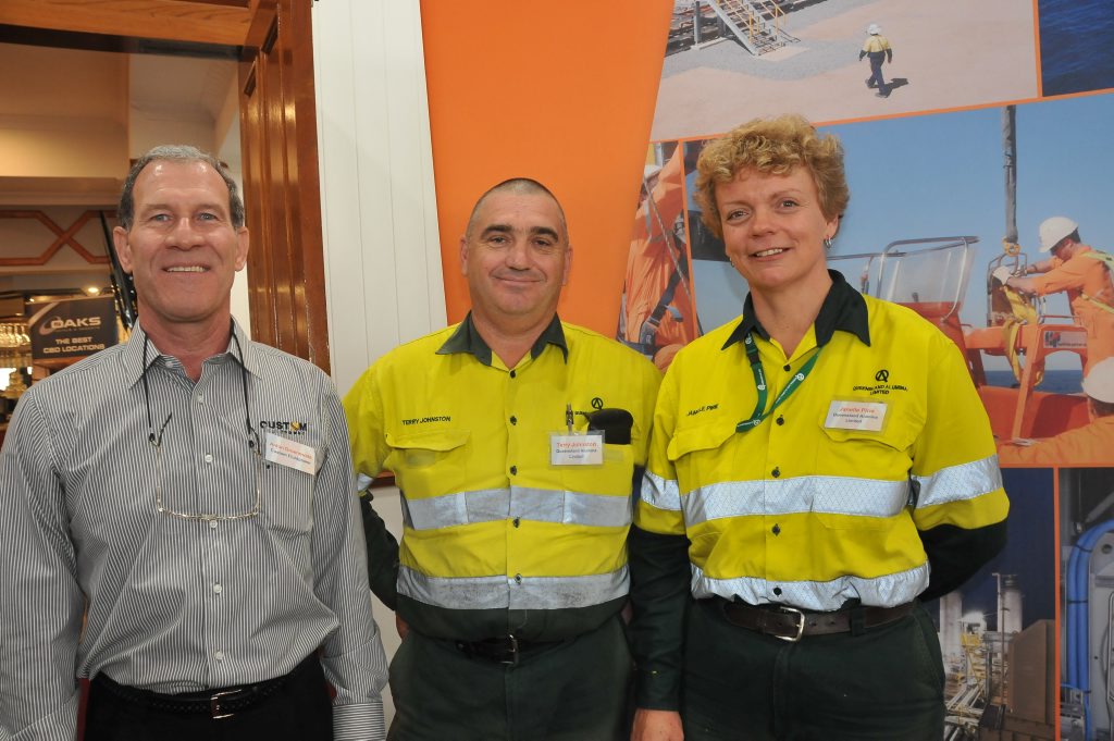 Anton Groenewald from Custom Fluidpower, Terry Johnson from QAL and Janelle Pirie from QAL at the Site Skills Training industry luncheon on Thursday, May 8. Anton Groenewald from Custom Fluidpower, Terry Johnson from QAL and Janelle Pirie from QAL at the Site Skills Training industry luncheon on Thursday, May 8.