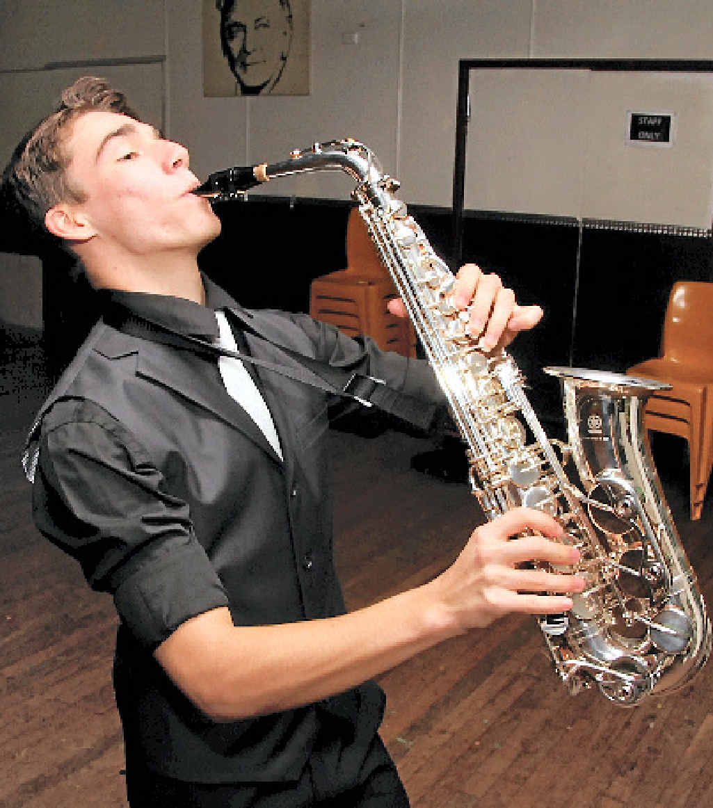 BACKSTAGE FUN: Benjamin Daniels practicing before going onto stage at the Playhouse Theatre.