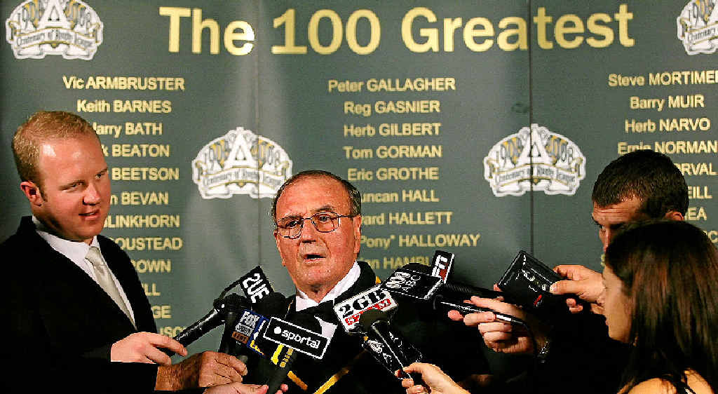 IN DEMAND: Reg Gasnier speaks to the media after being named as a centre in the Rugby League Team of the Century in 2008. IN DEMAND: Reg Gasnier speaks to the media after being named as a centre in the Rugby League Team of the Century in 2008.