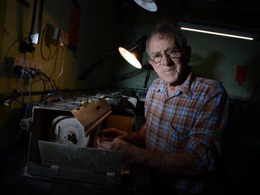 Bob Maher of Goonellabah prepares stones ahead of Gemfest on the weekend. Photo Cathy Adams / The Northern Star