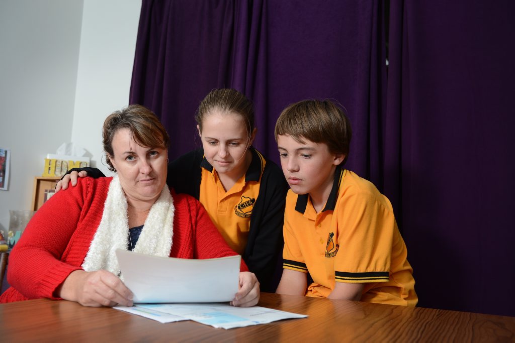 Wendy Briggs and her children, Emily Briggs and Codey Briggs. Wendy is a single mum with three kids, two of whom have autism, says the budget is going to make things very hard for her. Wendy Briggs and her children, Emily Briggs and Codey Briggs. Wendy is a single mum with three kids, two of whom have autism, says the budget is going to make things very hard for her.