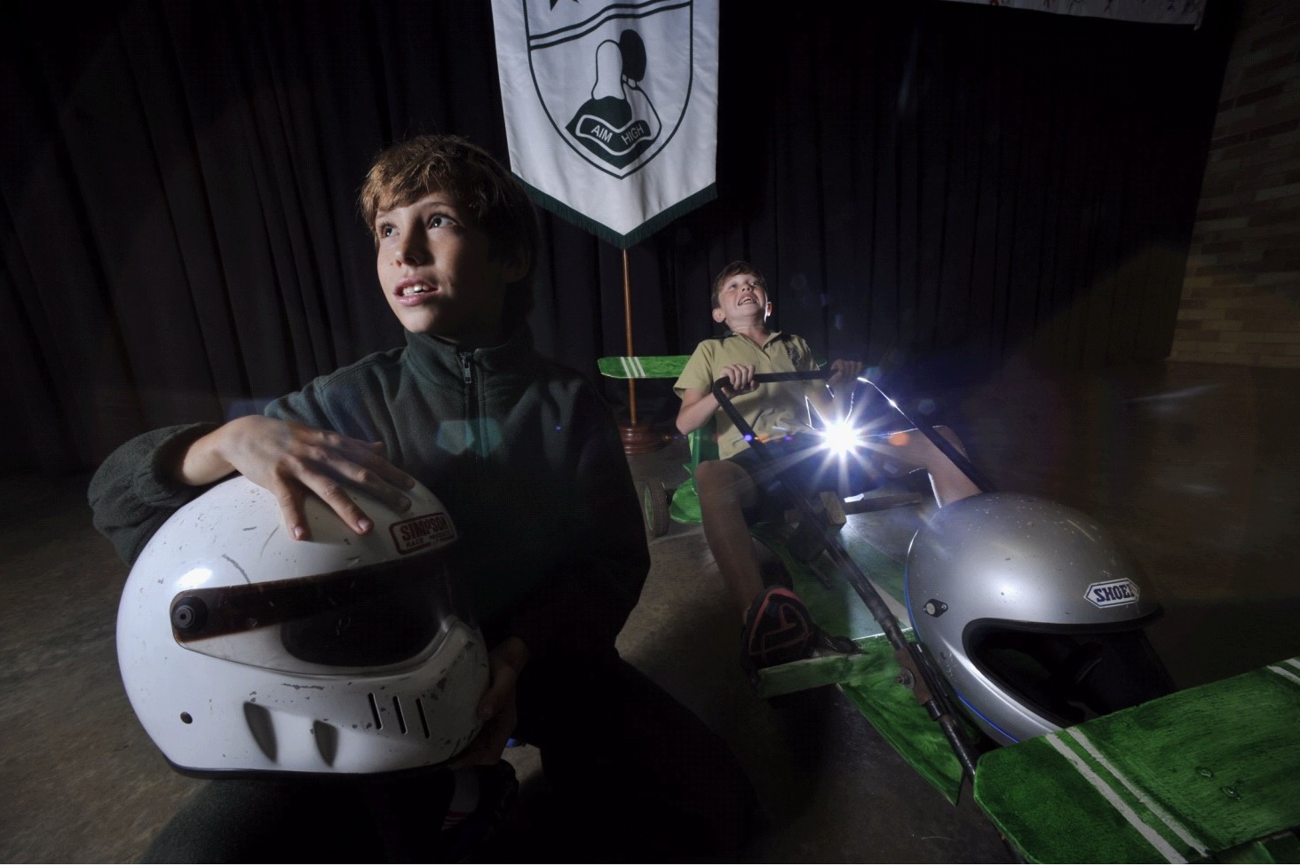 Dale Hope, 12, with Kieran Devine will drive the Lismore Heights Public School bill cart in the Bangalow Billycart Derby in May. Dale Hope, 12, with Kieran Devine will drive the Lismore Heights Public School bill cart in the Bangalow Billycart Derby in May.