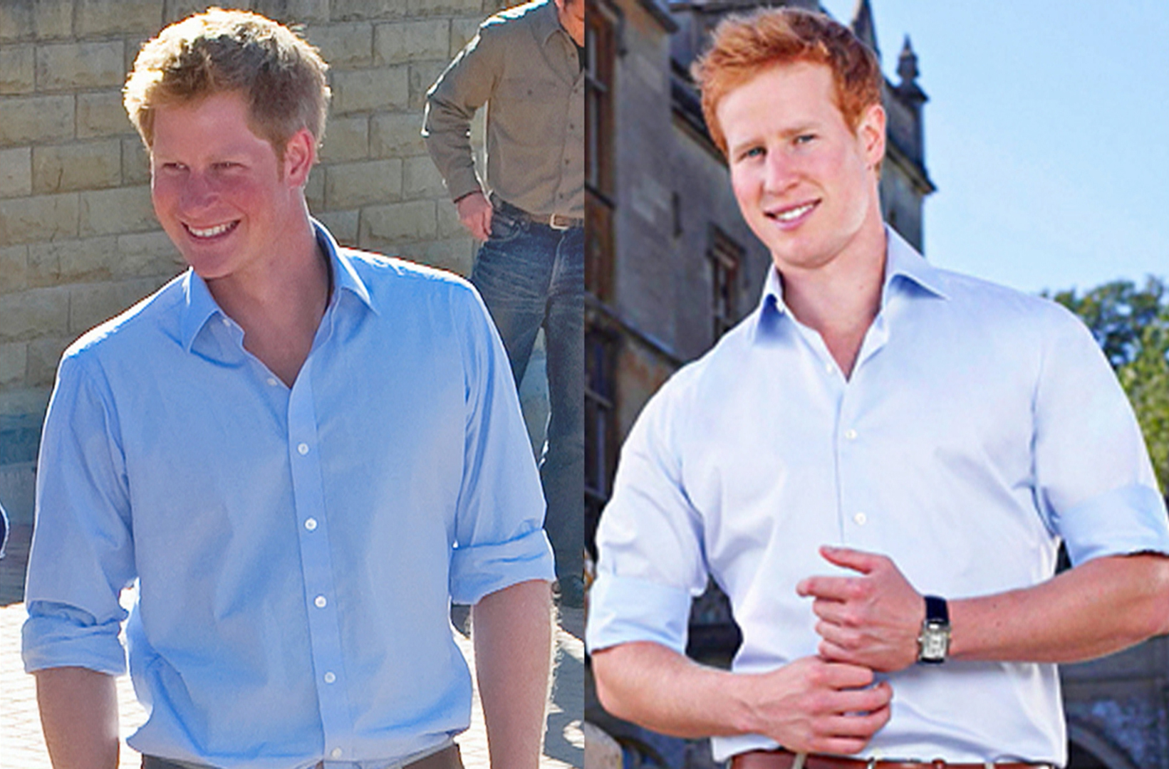 Spot the difference: Prince Harry, left, and Matthew Hicks. Spot the difference: Prince Harry, left, and Matthew Hicks.