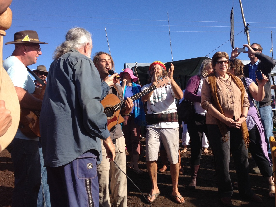 Protesters celebrate at the Bentey blockade Protesters celebrate at the Bentey blockade