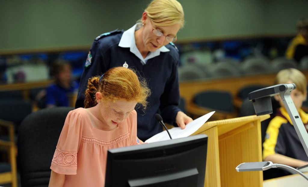 Harree with her mother, Police Prosecutor Senior Constable Jeanette Grigoris at the scouts' mock trial in the Hervey Bay District Court. Harree with her mother, Police Prosecutor Senior Constable Jeanette Grigoris at the scouts' mock trial in the Hervey Bay District Court.