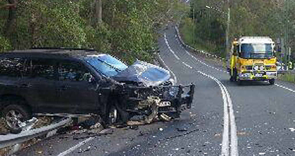 AFTERMATH: The outcome of a two-vehicle crash at an intersection at Mt Crosby that badly injured a woman driver. AFTERMATH: The outcome of a two-vehicle crash at an intersection at Mt Crosby that badly injured a woman driver.