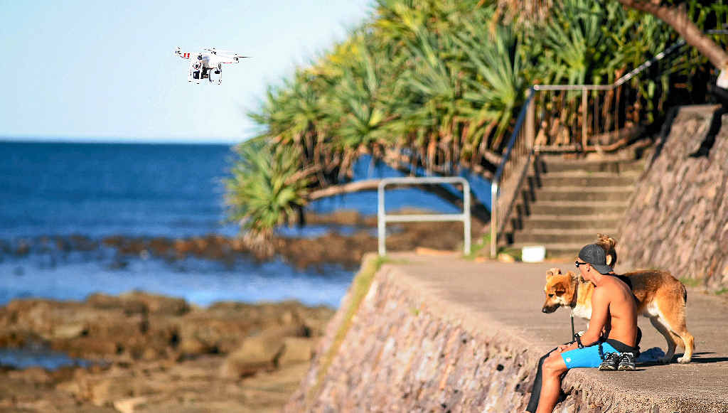 SKY HIGH: This drone was captured flying at Alexandra Headland, breaching safety regulations. SKY HIGH: This drone was captured flying at Alexandra Headland, breaching safety regulations.