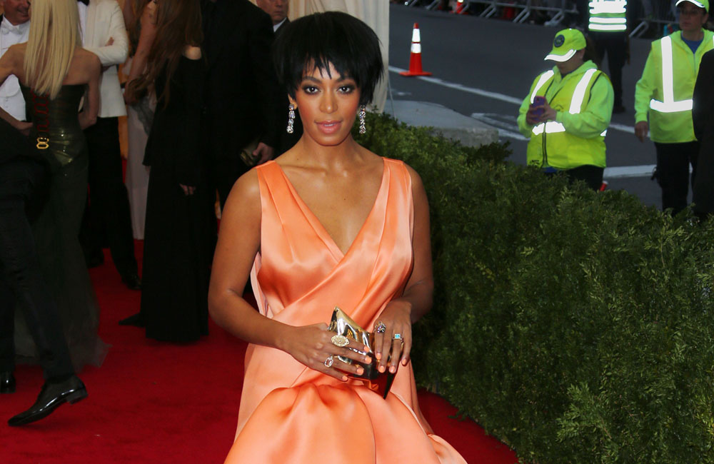 Solange Knowles pictured on the night of the Met Gala when the altercation took place Solange Knowles pictured on the night of the Met Gala when the altercation took place