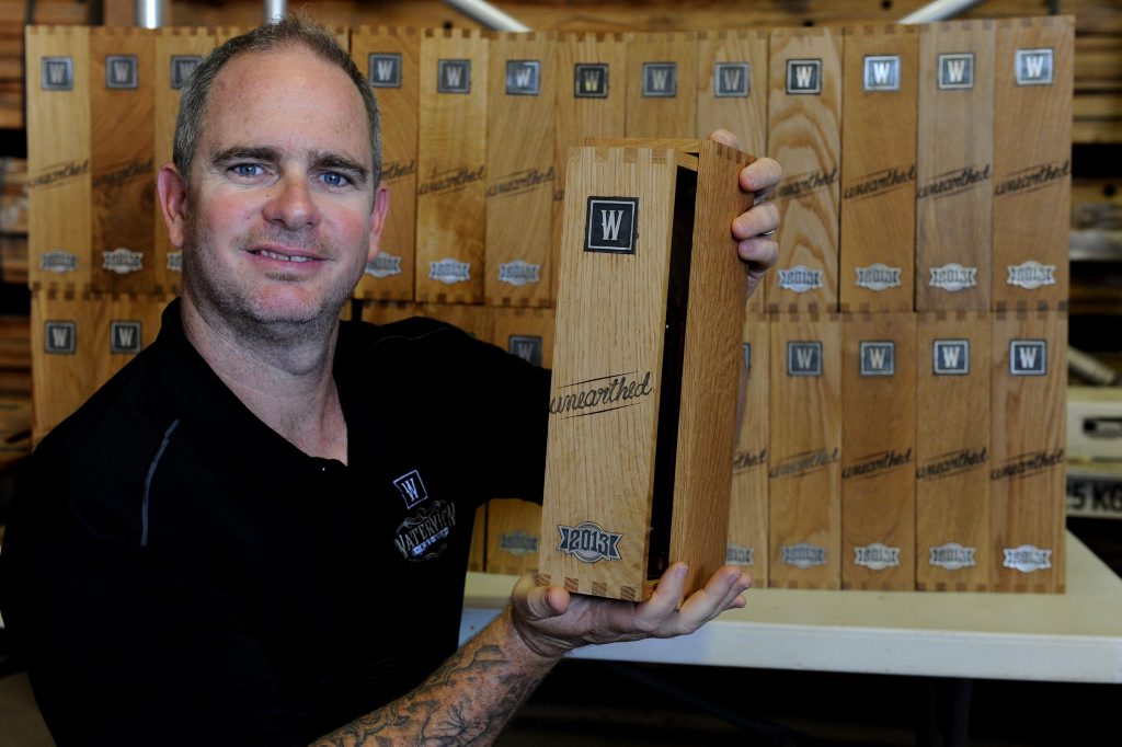 LOCAL RUM: Distiller Rick Prosser with the first of the Waterview Limited 100 silver edition at Schmeiders Cooperage. LOCAL RUM: Distiller Rick Prosser with the first of the Waterview Limited 100 silver edition at Schmeiders Cooperage.