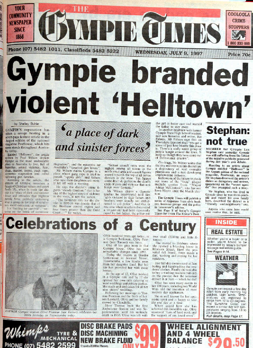 HEADLINES: Gympie was branded “Helltown” when the August, 1997 Penthouse hit the newsstands. HEADLINES: Gympie was branded “Helltown” when the August, 1997 Penthouse hit the newsstands.