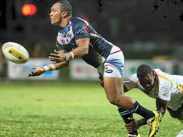 BIG TEST: Capras halfback Theeran Pearson fires off a pass as a PNG Hunters player attempts to bring him down. The Capras face the Hunters at 7pm on this Saturday at Marley Brown Oval. BIG TEST: Capras halfback Theeran Pearson fires off a pass as a PNG Hunters player attempts to bring him down. The Capras face the Hunters at 7pm on this Saturday at Marley Brown Oval.