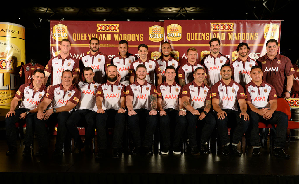 The Queensland State of Origin team poses for photos after it was announced at Suncorp Stadium in Brisbane, Monday, May 19, 2014. The Queensland State of Origin team poses for photos after it was announced at Suncorp Stadium in Brisbane, Monday, May 19, 2014.