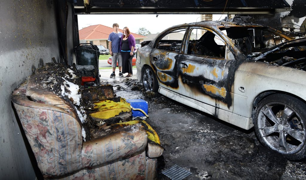 HEARTBREAKING: The charred possessions of James Lucacevich and partner Michelle Stewart after a ferocious blaze at their Bellbird Park home. HEARTBREAKING: The charred possessions of James Lucacevich and partner Michelle Stewart after a ferocious blaze at their Bellbird Park home.