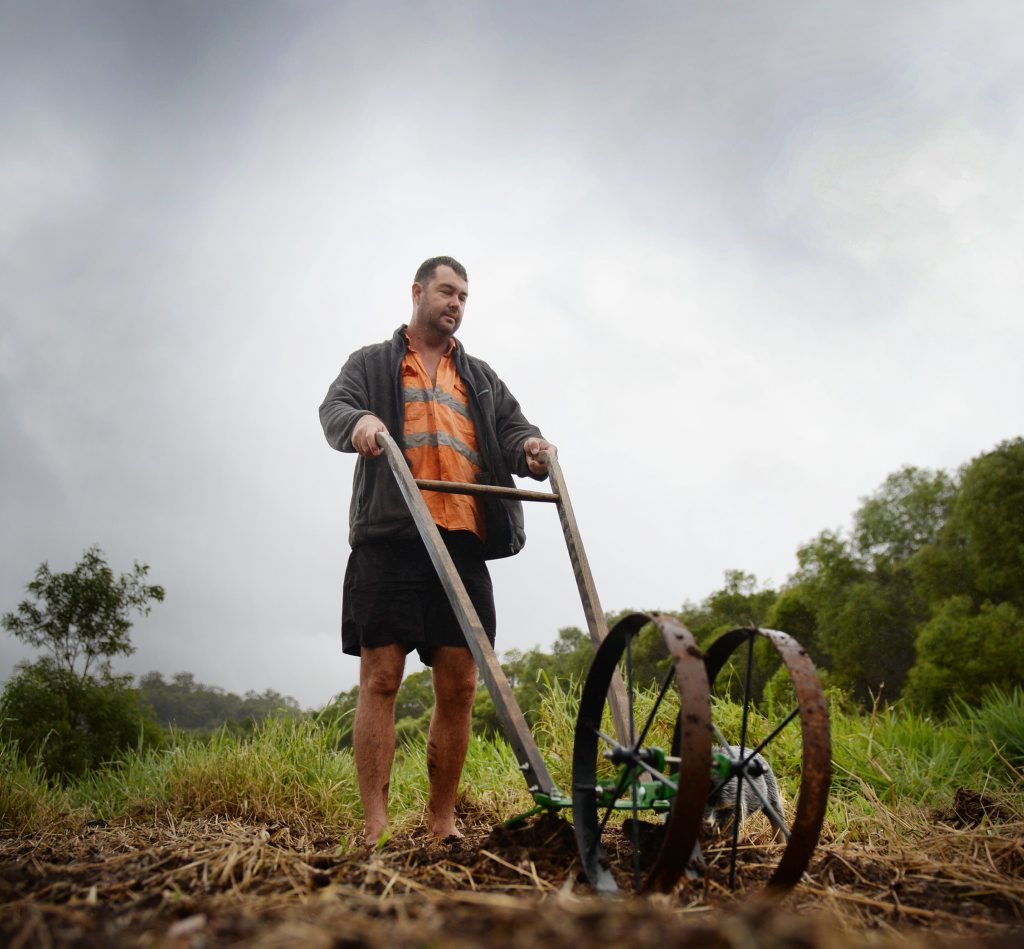 Organics farmer Richard Benson working in a field. Photo Allan Reinikka / The Morning Bulletin Organics farmer Richard Benson working in a field. Photo Allan Reinikka / The Morning Bulletin