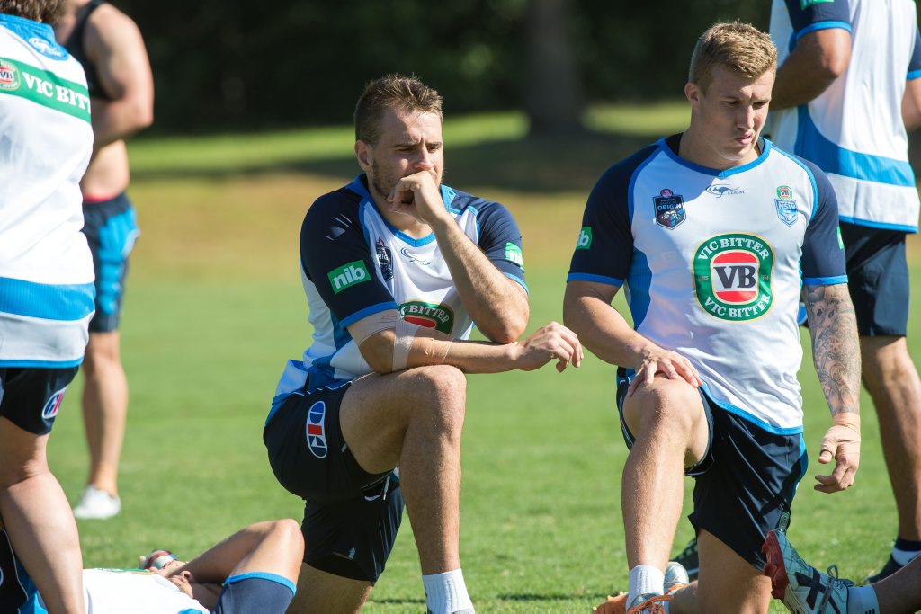 Josh Reynolds and Trent Hodkinson talk tactics. Josh Reynolds and Trent Hodkinson talk tactics.